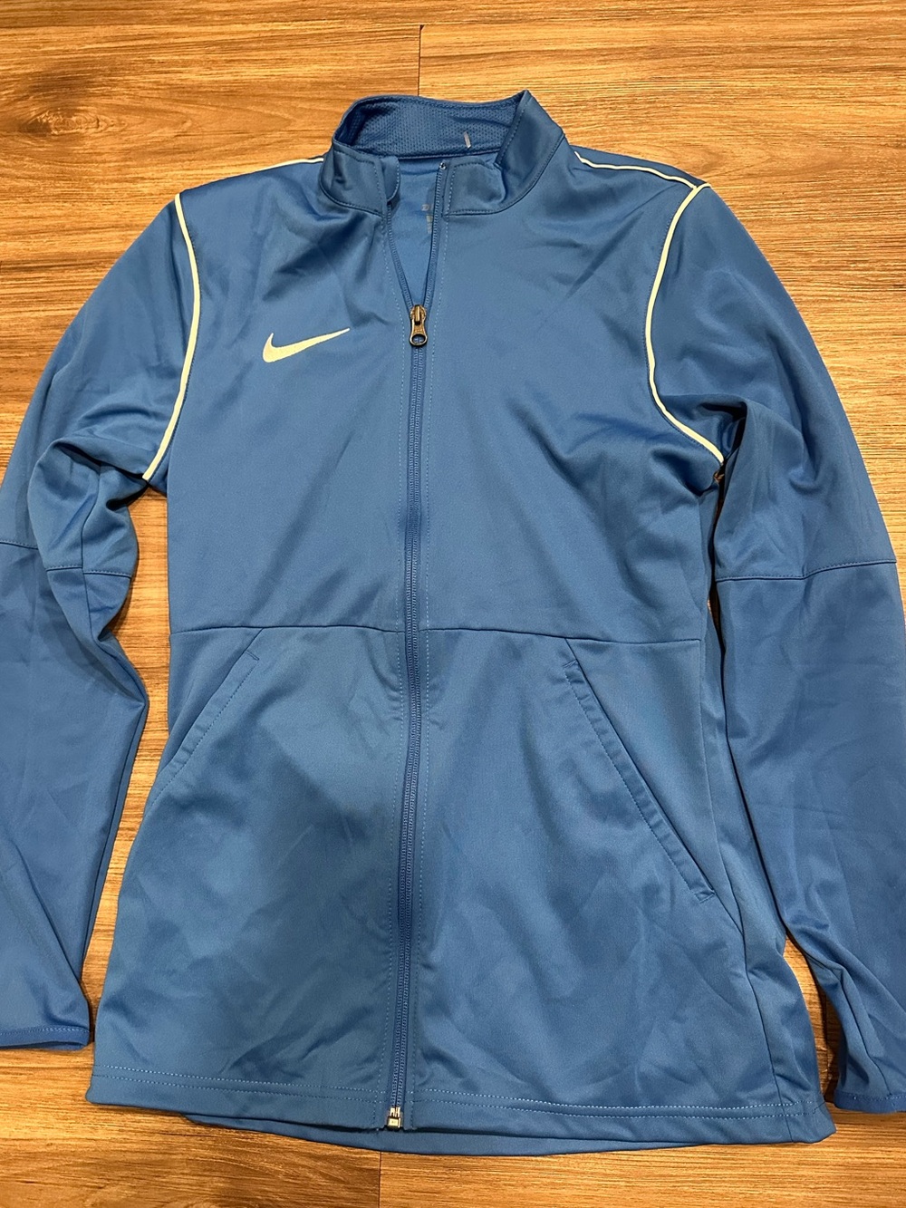 Nike Blue Full-Zip Bomber Jacket with White Piping
